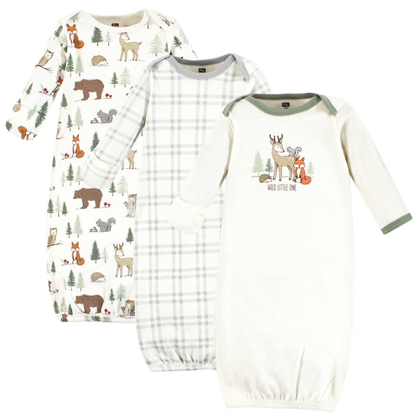 Hudson Baby 3-Pack Cotton Gowns, Forest Animals