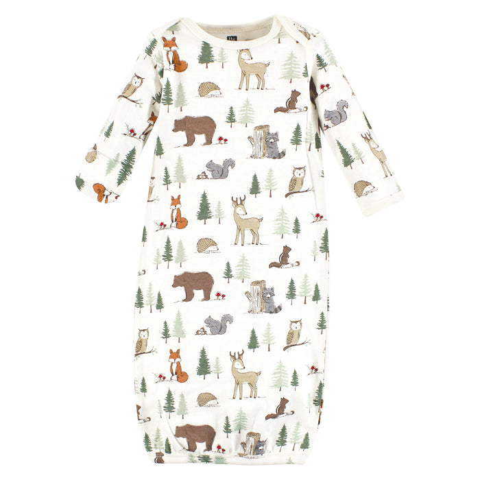 Hudson Baby 3-Pack Cotton Gowns, Forest Animals