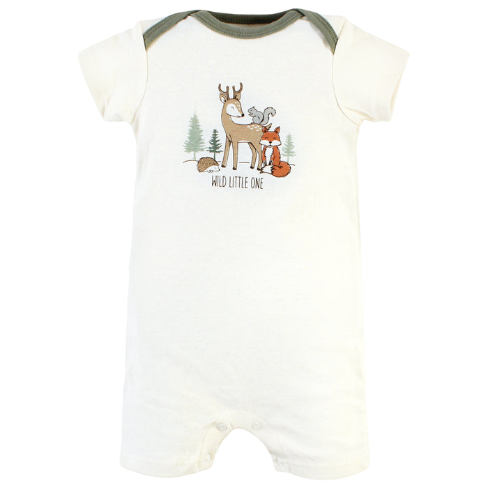 Hudson Baby Infant Boy Cotton Rompers, Forest Animals