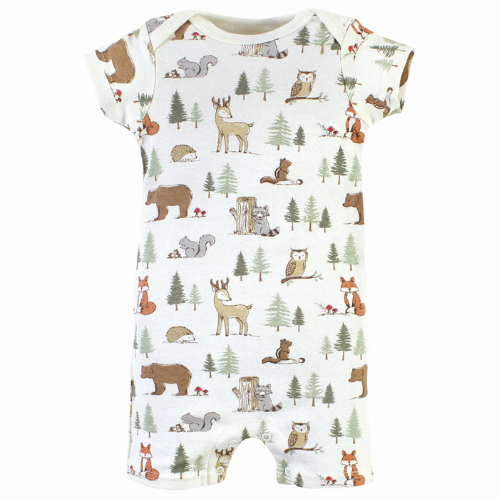 Hudson Baby Infant Boy Cotton Rompers, Forest Animals