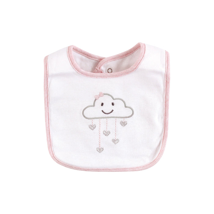 Hudson Baby Infant Girl Cotton Bib and Sock Set, Pink Cloud, One Size