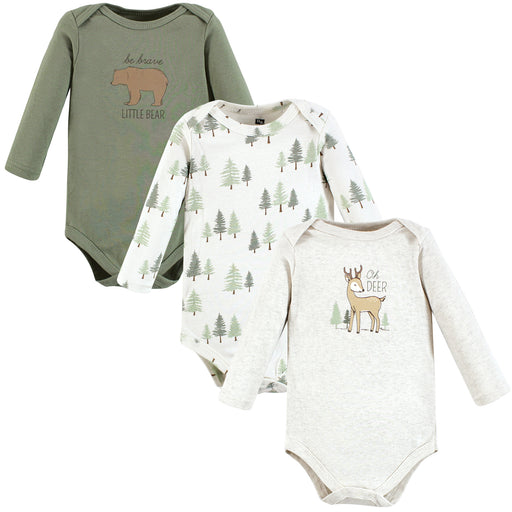 Hudson Baby Infant Boy Cotton Long-Sleeve Bodysuits, Forest Deer 3-Pack