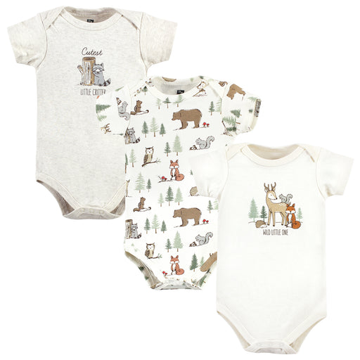Hudson Baby Cotton Bodysuits, Forest Animals 3-Pack