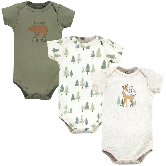 Hudson Baby Cotton Bodysuits, Forest Deer 3-Pack
