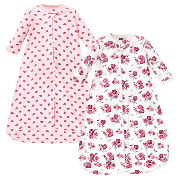 Hudson Baby Infant Girl Cotton Long-Sleeve Wearable Blanket, Rose