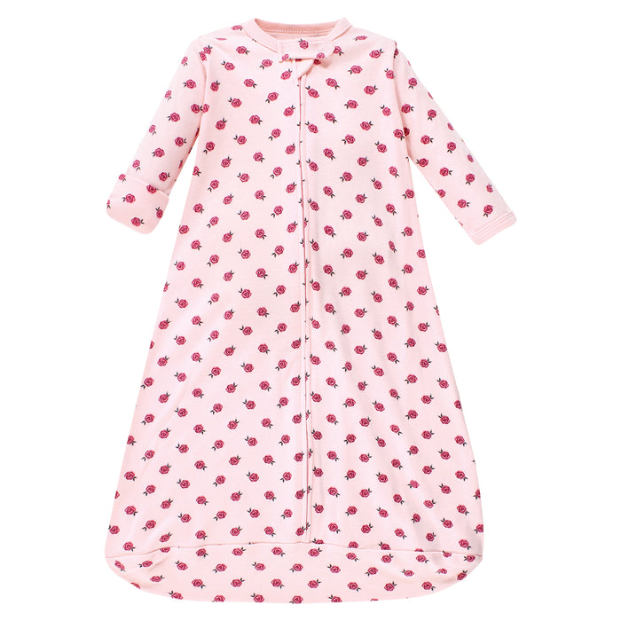 Hudson Baby Infant Girl Cotton Long-Sleeve Wearable Blanket, Rose