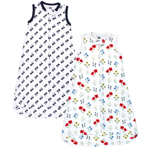 Hudson Baby Infant Girl Interlock Cotton Sleeveless Sleeping Bag, Wildflower, 2-Pack
