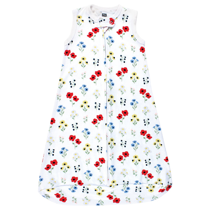 Hudson Baby Infant Girl Interlock Cotton Sleeveless Sleeping Bag, Wildflower, 2-Pack