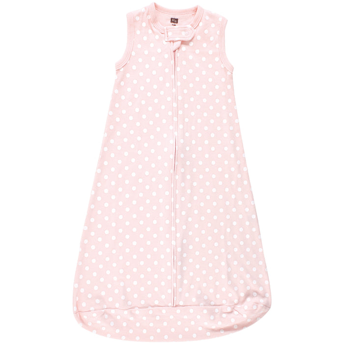 Hudson Baby Infant Girl Interlock Cotton Sleeveless Sleeping Bag, Soft Pink Roses, 2-Pack