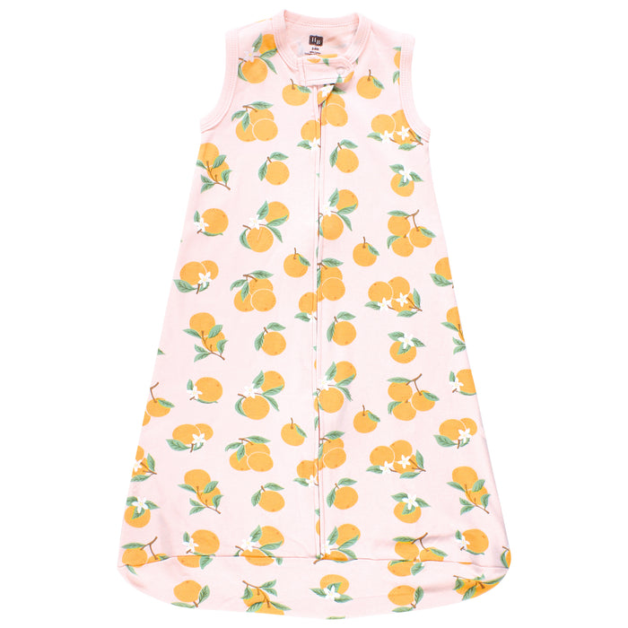 Hudson Baby Infant Girl Interlock Cotton Sleeveless Sleeping Bag, Citrus Orange