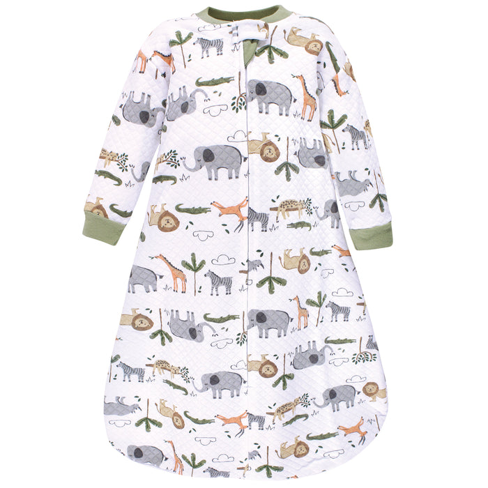 Hudson Baby Infant Boy Premium Quilted Long Sleeve Wearable Blanket, Safari Life