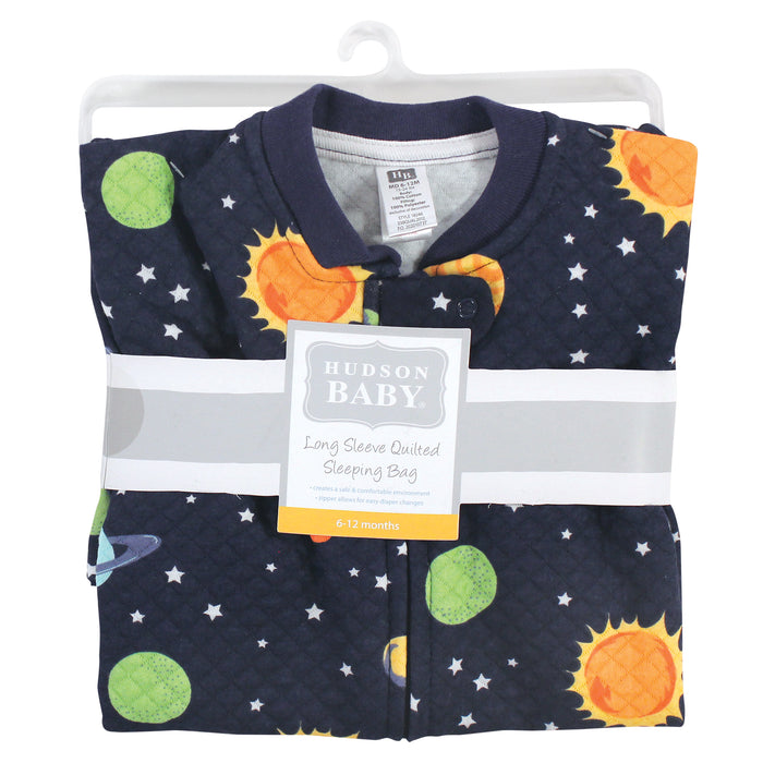 Hudson Baby Infant Boy Premium Quilted Long Sleeve Wearable Blanket, Solar System