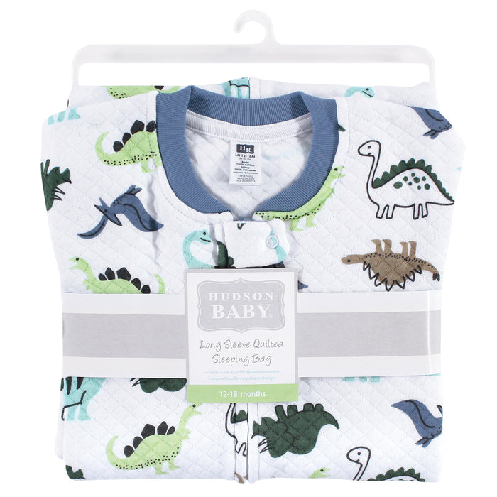 Hudson Baby Infant Boy Premium Quilted Long Sleeve Wearable Blanket, Dinosaurs