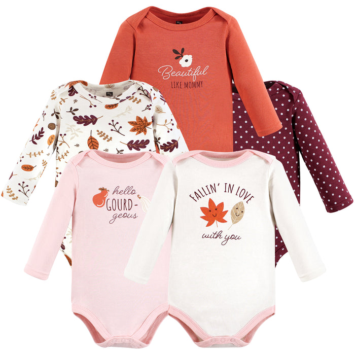 Hudson Baby Infant Girl Cotton Long-Sleeve Bodysuits, Fall