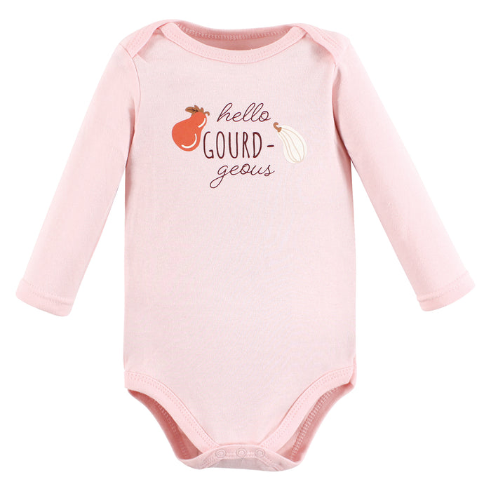 Hudson Baby Infant Girl Cotton Long-Sleeve Bodysuits, Fall