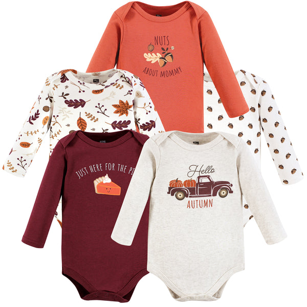 Hudson Baby Cotton Long-Sleeve Bodysuits, Hello Autumn, 5-Pack