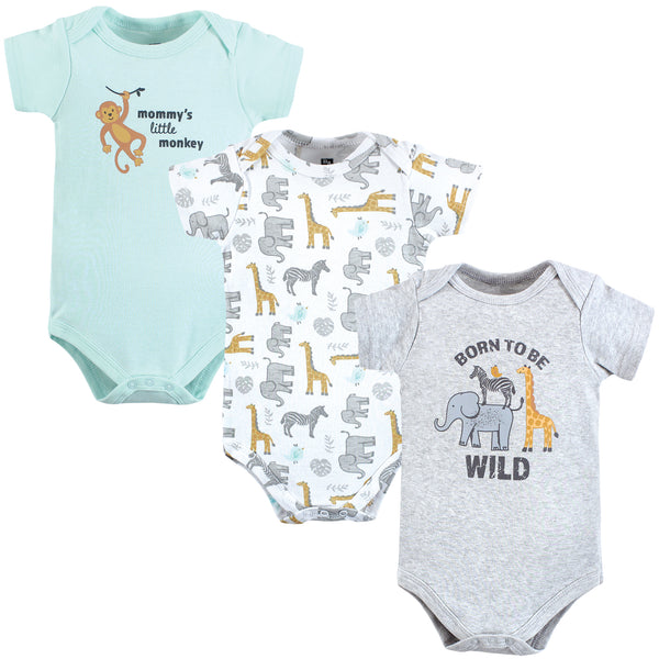 Hudson Baby Infant Boy Cotton Bodysuits, Little Monkey