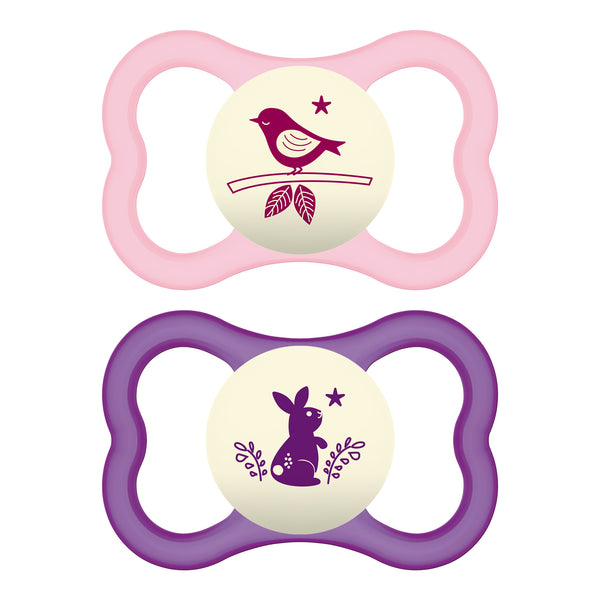 MAM Air Night paci, 6-16 Months, Girl, 2 Pack