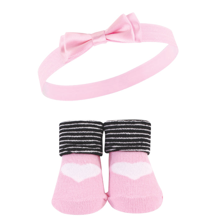 Hudson Baby Girl Headband and Socks Giftset, Paris, One Size