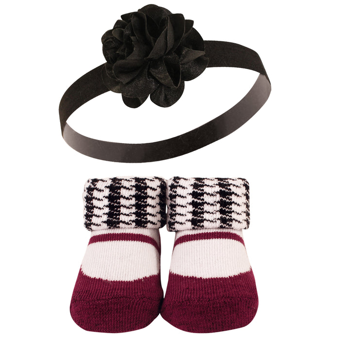 Hudson Baby Girl Headband and Socks Giftset, Fancy, One Size