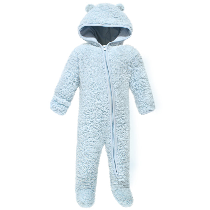 Hudson Baby Faux Shearling Bunting 1 Pack, Light Blue Bear