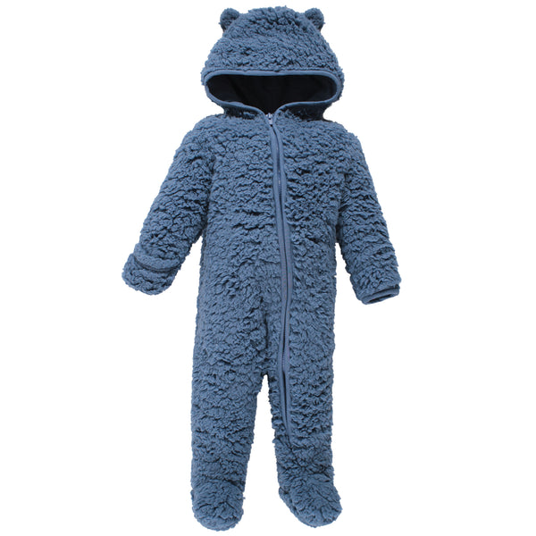 Hudson Baby Faux Shearling Bunting 1 Pack, Coronet Blue Bear