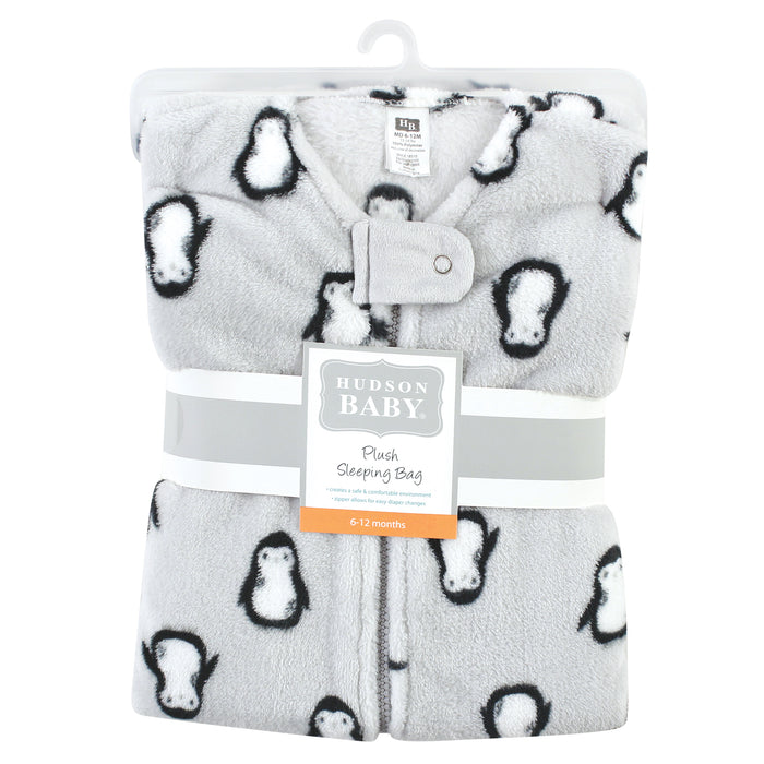 Hudson Baby Plush Sleeveless Sleeping Bag, Sack, Blanket, Gray Penguin