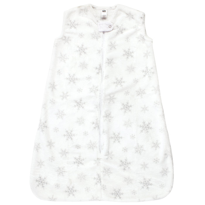 Hudson Baby Infant Girl Plush Sleeping Bag, Sack, Blanket, Sleeveless Snowflakes