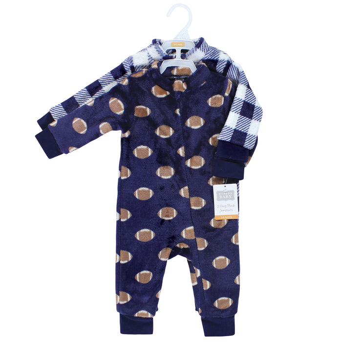 Hudson Baby Infant Boy Plush Jumpsuits, Football