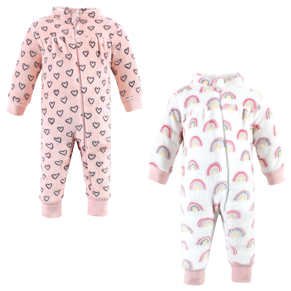 Hudson Baby Plush Jumpsuits, Modern Rainbow, 2-Pack