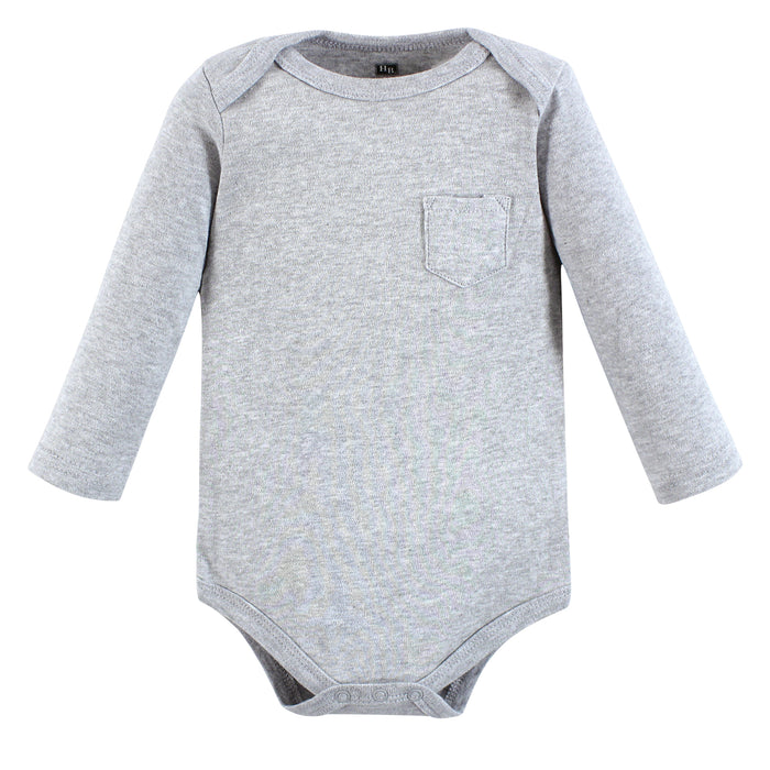 Hudson Baby Infant Boy Cotton Long-Sleeve Bodysuits, Space 5-Pack