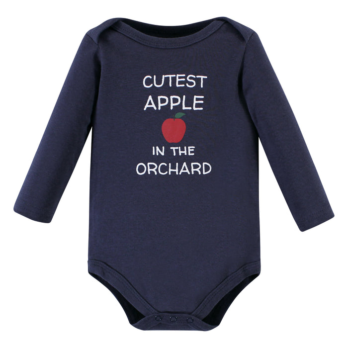 Hudson Baby Infant Boy Cotton Long-Sleeve Bodysuits, Apple Orchard 5-Pack