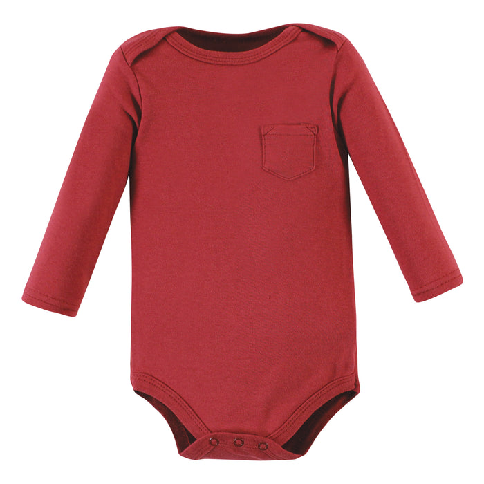 Hudson Baby Infant Boy Cotton Long-Sleeve Bodysuits, Apple Orchard 5-Pack