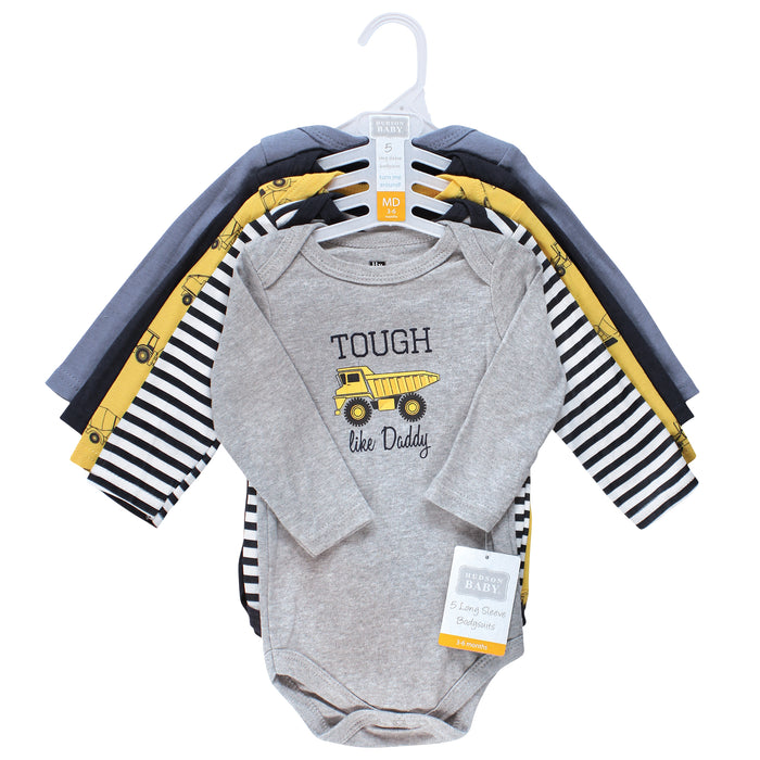 Hudson Baby Infant Boy Cotton Long-Sleeve Bodysuits, Construction
