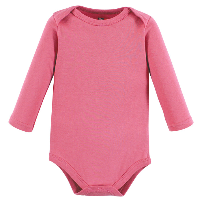 Hudson Baby Infant Girl Cotton Long-Sleeve Bodysuits, Blush Rose Leopard 5-Pack
