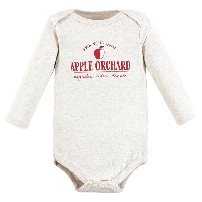 Hudson Baby Infant Boy Cotton Long-Sleeve Bodysuits, Apple Orchard