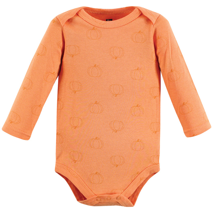 Hudson Baby Infant Boy Cotton Long-Sleeve Bodysuits, Pumpkin Truck 3-Pack