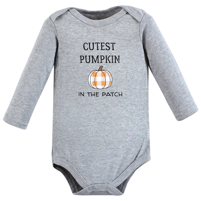 Hudson Baby Infant Boy Cotton Long-Sleeve Bodysuits, Pumpkin Truck 3-Pack