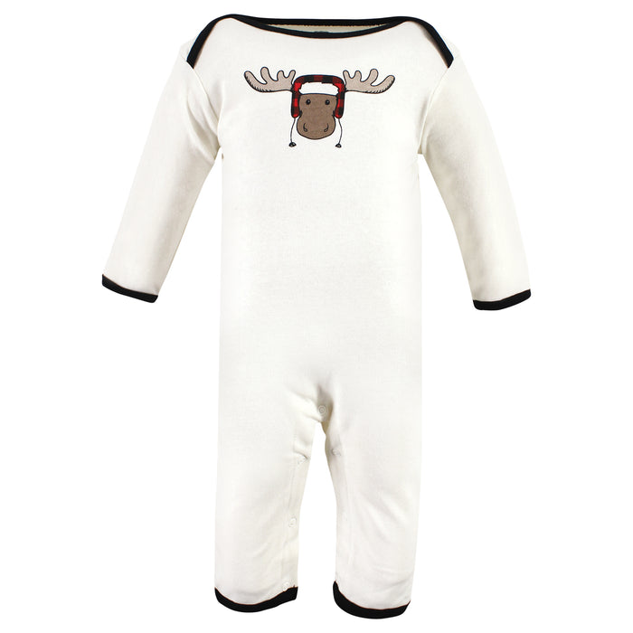 Hudson Baby Infant Boys Cotton Coveralls, Winter Moose, 3-Pack