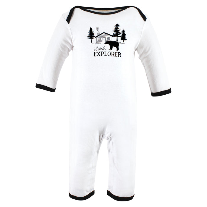 Hudson Baby 3-Pack Cotton Coveralls, Baby Bear Gray Black