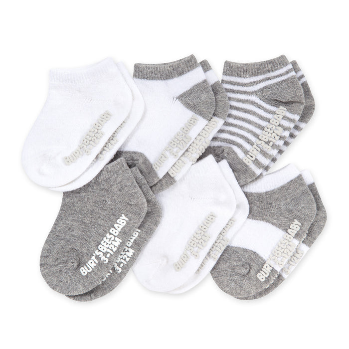 Burts Bees Solid And Stripes Organic Cotton Baby Ankle Socks 6 Pack