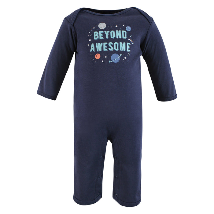 Hudson Baby Infant Boys Cotton Coveralls, Space, 3-Pack