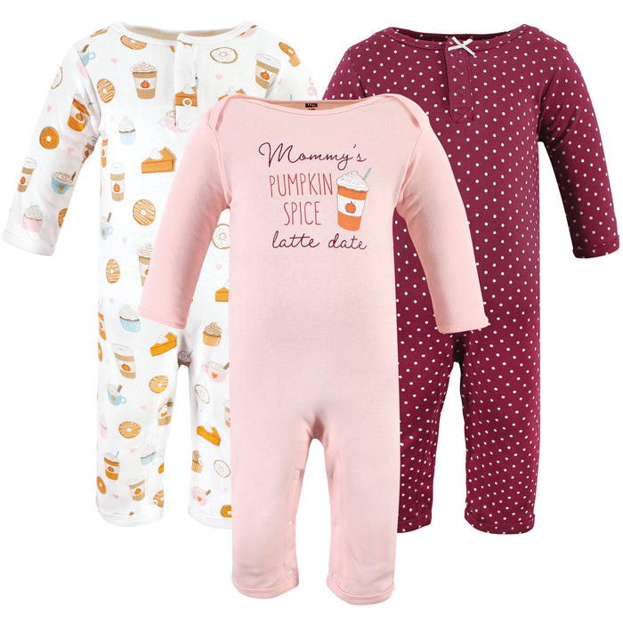 Hudson Baby Infant Girls Cotton Coveralls, Pumpkin Spice Date