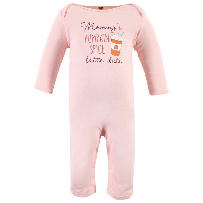 Hudson Baby Infant Girls Cotton Coveralls, Pumpkin Spice Date