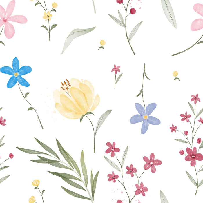 TeepeeJoy Flower Themed Nursery Wallpaper and Kids Room Wallpaper - Beaming Floras