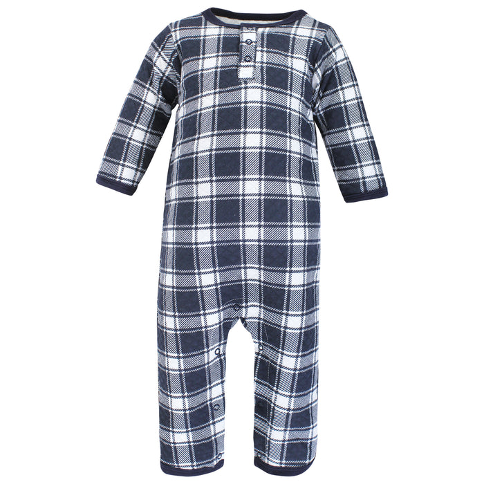 Hudson Baby Infant Boy Premium Quilted Coveralls, Cars