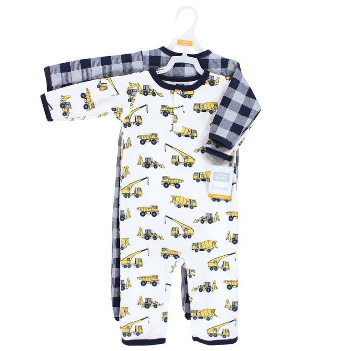 Hudson Baby Infant Boy Premium Quilted Coveralls, Construction