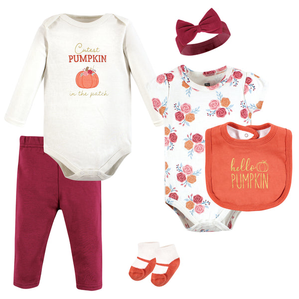 Hudson Baby Infant Girl Cotton Layette Set, Hello Pumpkin