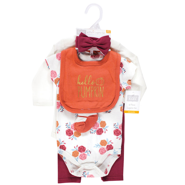 Hudson Baby Infant Girl Cotton Layette Set, Hello Pumpkin