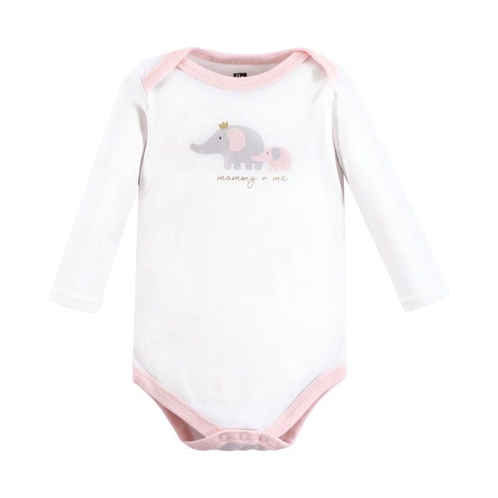 Hudson Baby Infant Girl Cotton Layette Set, Pink Gray Elephant